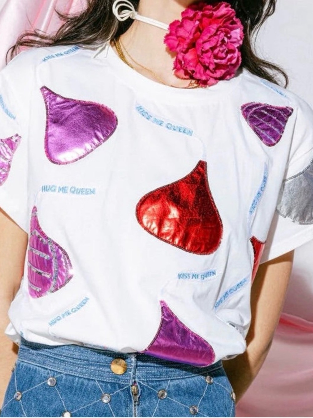 Queen of Sparkles Chocolate Kiss Valentines Short Sleeve T Shirt Size XS